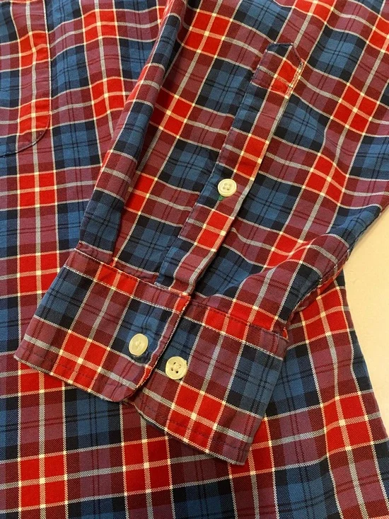 Tommy Hilfiger Men's 4XL Red and Blue Plaid Long Sleeve Button-Down Shirt - Picture 5 of 10